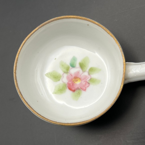 Vtg Hand Painted Nippon Porcelain Condiment Ladle Spoon Floral Pink Azalea 5" - Picture 4 of 7